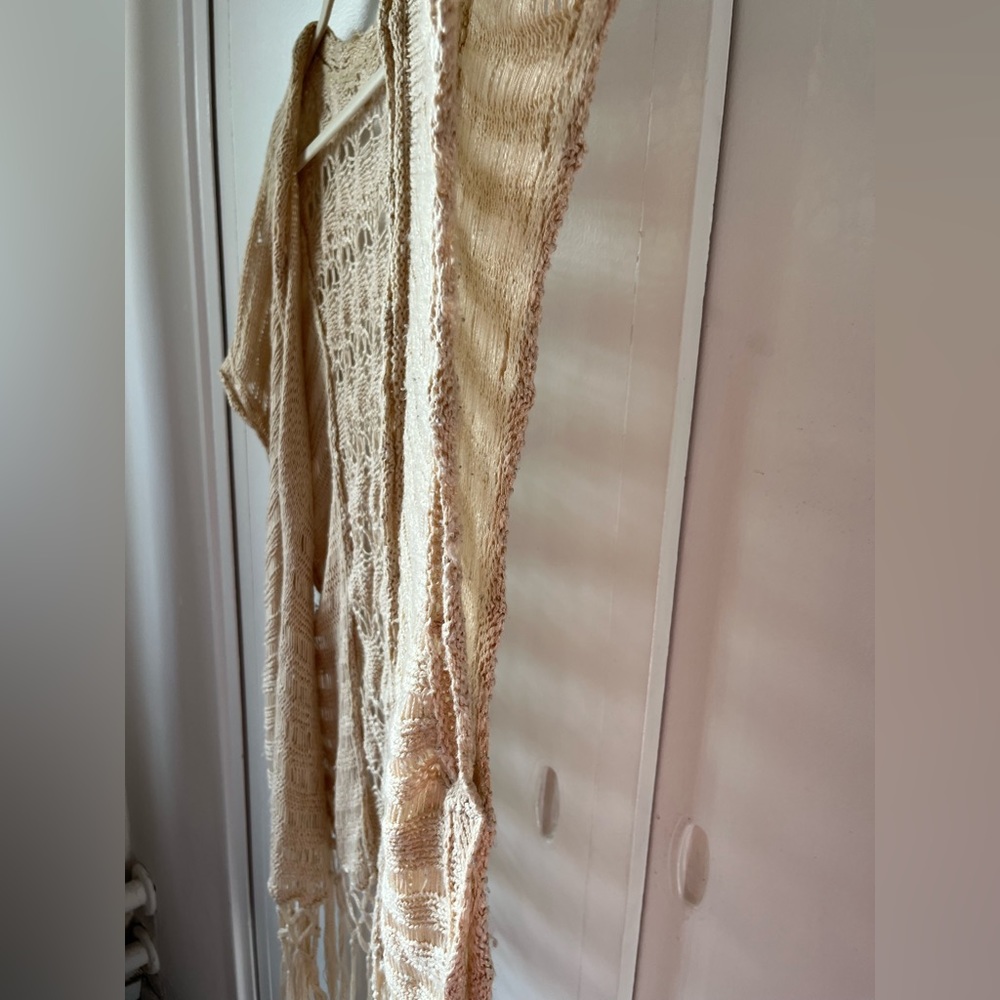 Boho Fringed Open Short-Sleeve Cardigan - image 3